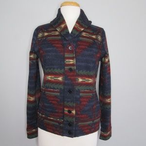 Lauren Ralph Lauren Aztec Southwest Tribal Jacket Cardigan Shawl Collar Sz Small